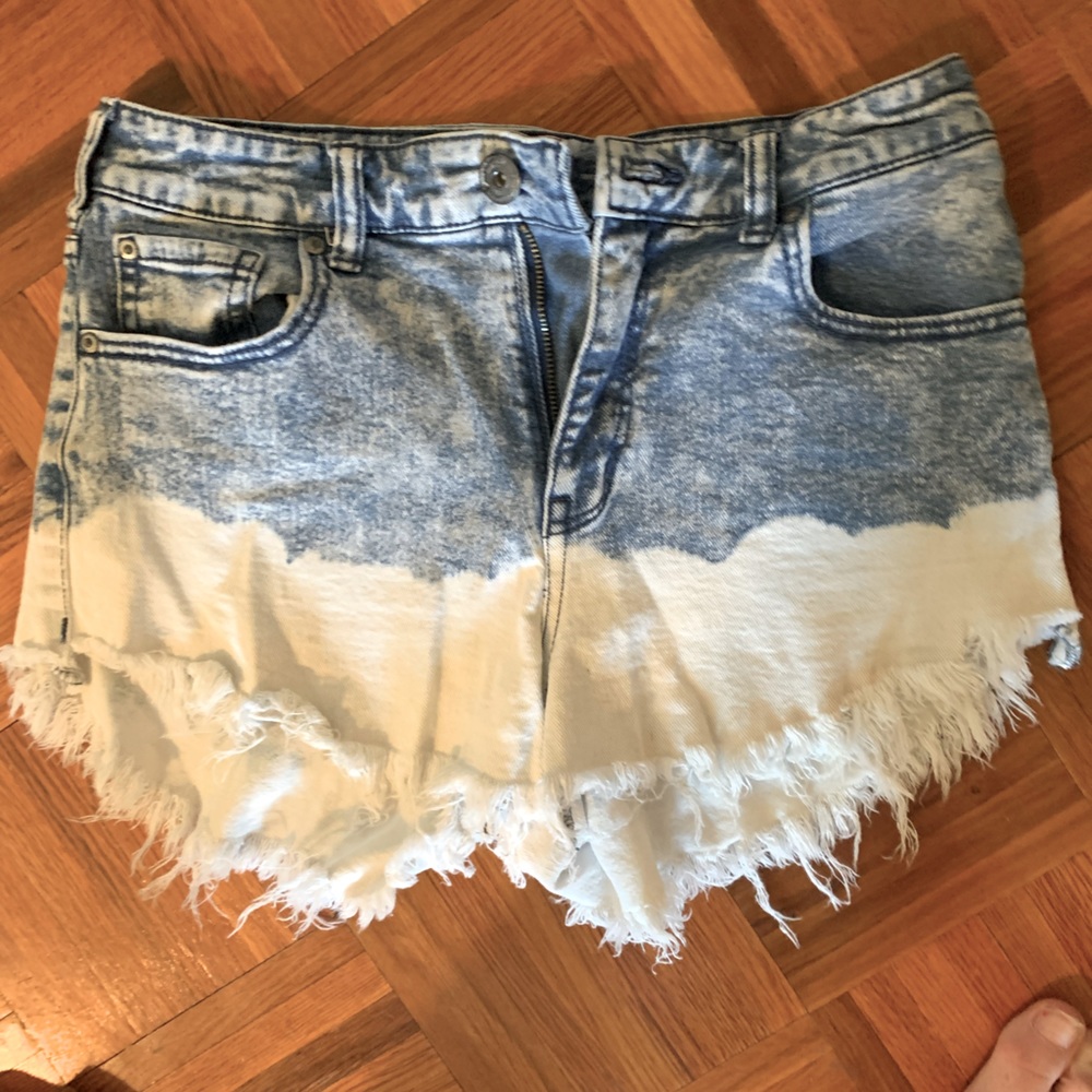 Inc distressed bleached jean shorts